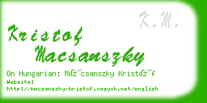 kristof macsanszky business card